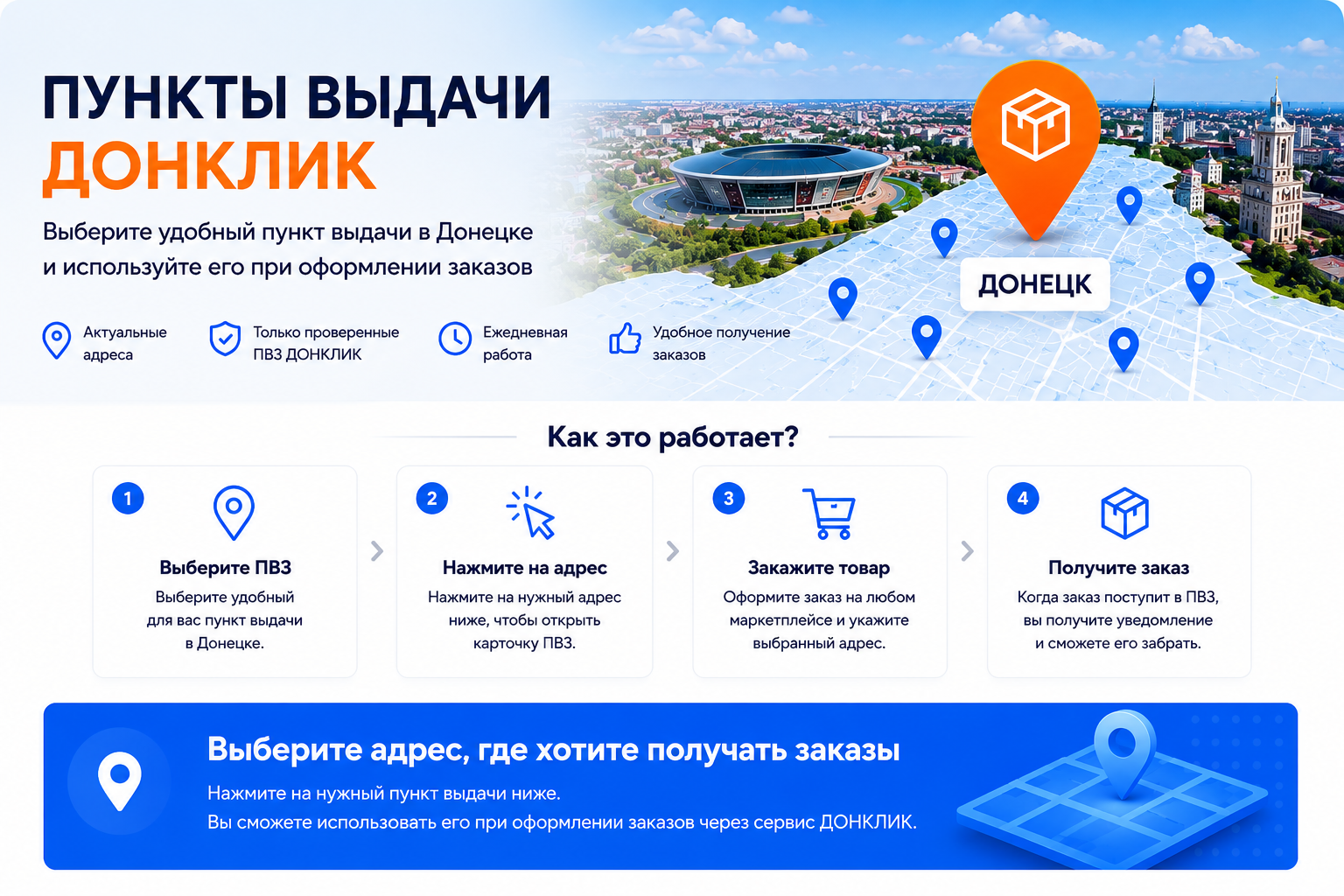Пункты выдачи ДОНКЛИК в Донецке